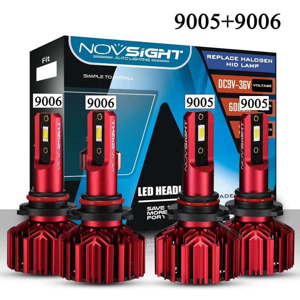 2X 9005 9006 LED Headlight Bulbs Kit for NOVSIGHT (6500K)