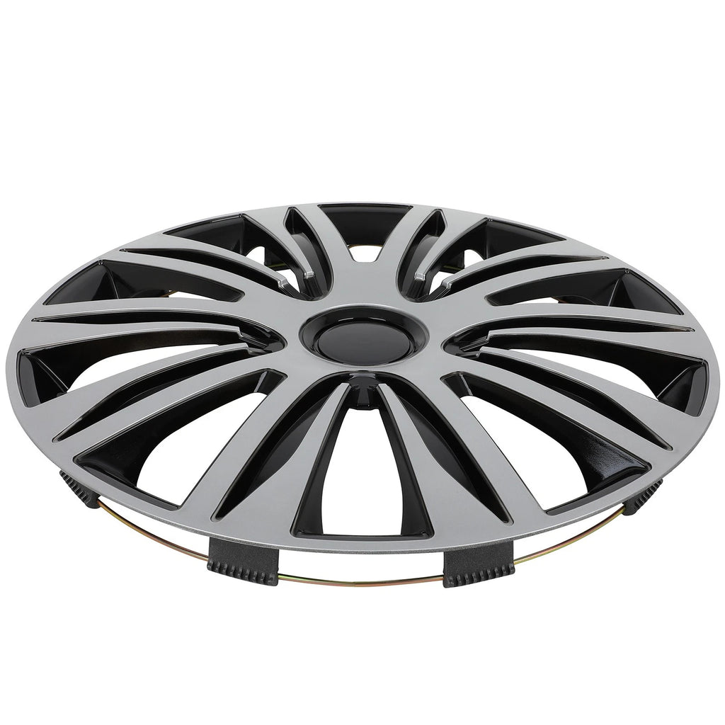 Set of 4 Wheel Hub Caps for All Models 16" Black & Silver Trim