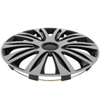 Set of 4 Wheel Hub Caps for All Models 16" Black & Silver Trim