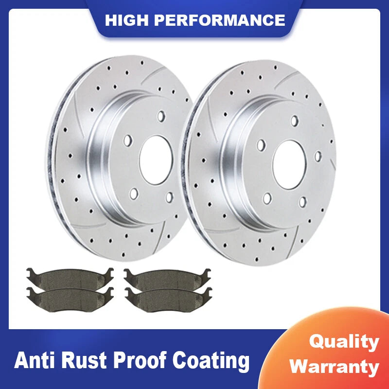 Front Slotted Brake Rotors and Pads Kit for Dodge RAM 1500 Durango (YYYY–YYYY)