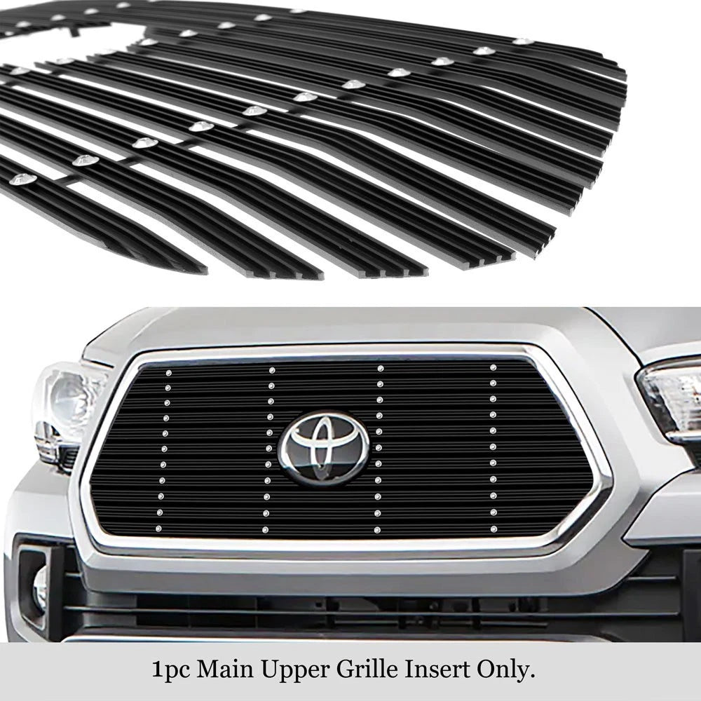 Main Upper Black Wide Rivet Billet Grille Insert for Toyota Tacoma (2018-2019)