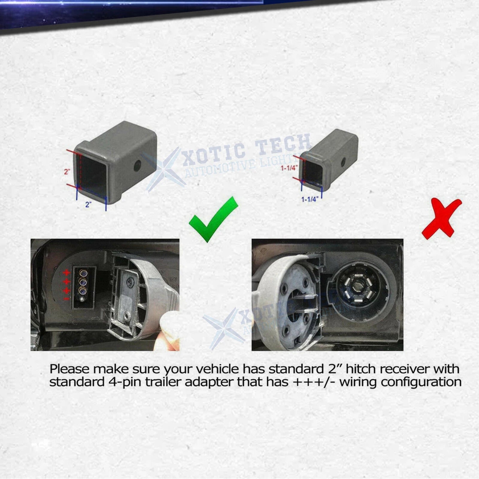 15-LED Red Lens Tow Hitch Receiver Brake Tail Light Adapter for Truck (2")