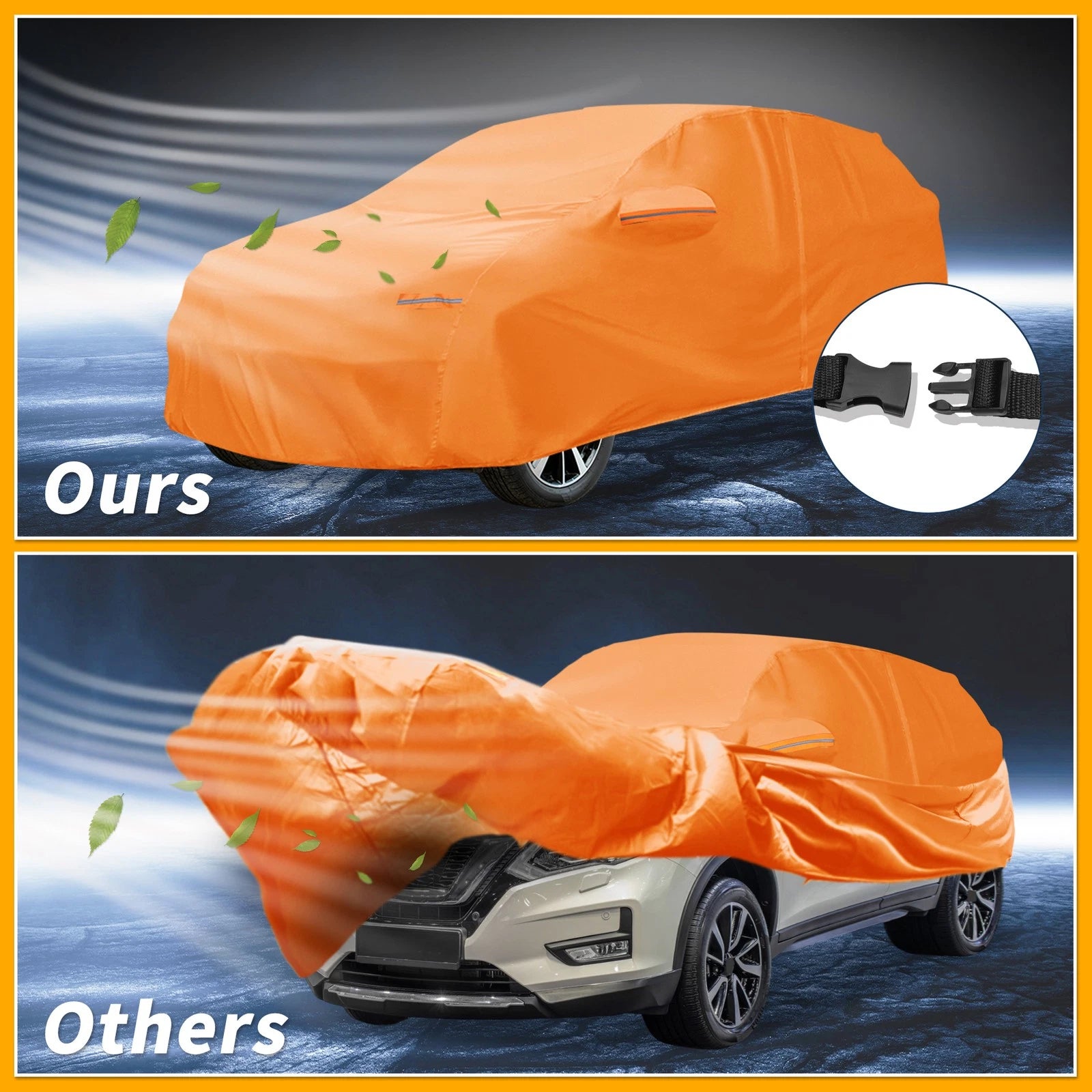 Waterproof Car Cover for Nissan X-TRAIL (All Weather, Orange, Zipper)