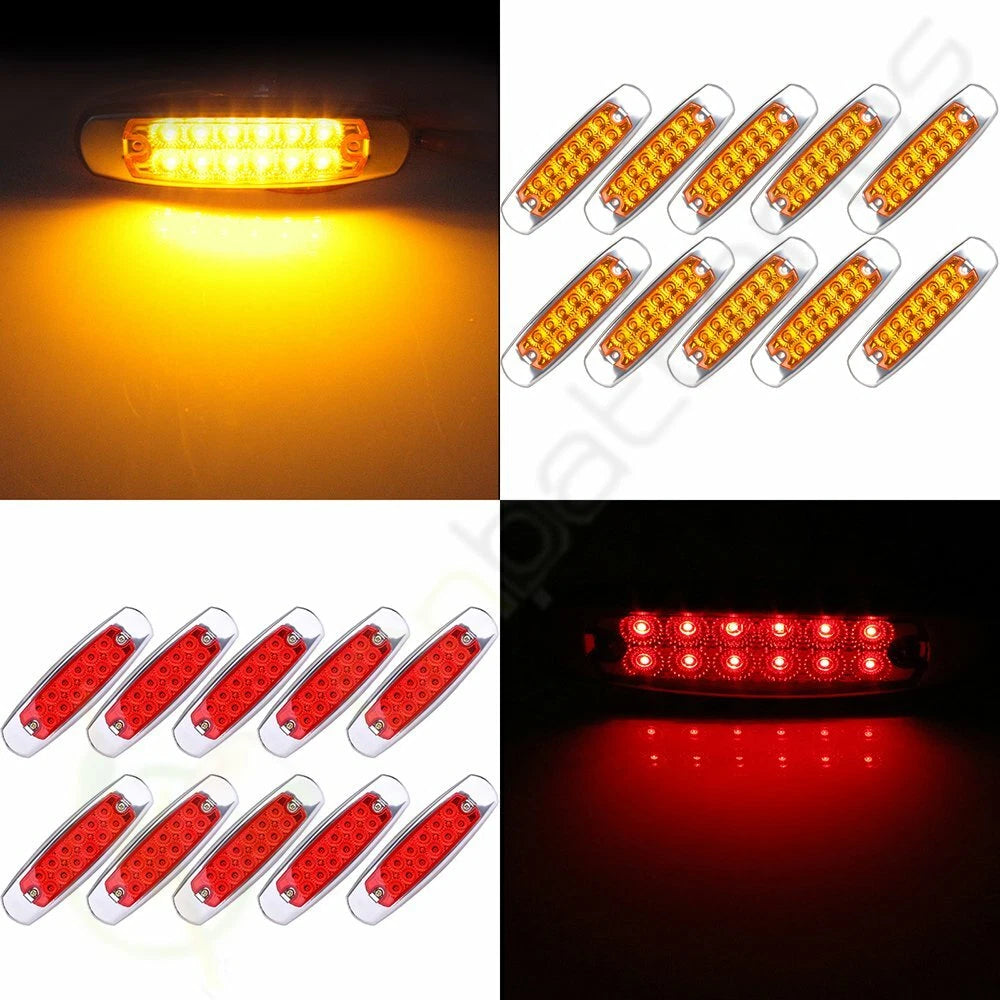 20pcs Amber Red 12 LED Side Marker Clearance Light for Peterbilt