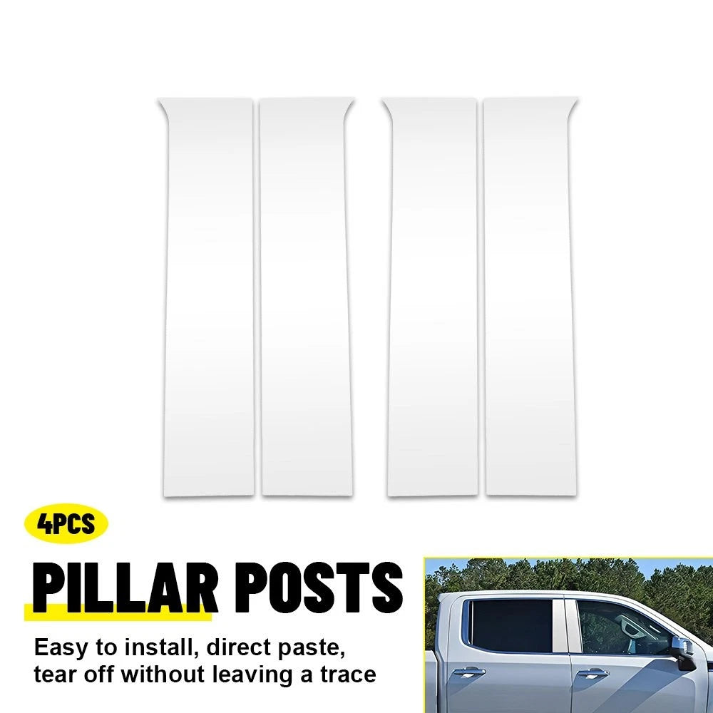 Set of 4 Chrome Window Pillar Post Covers for Chevy Silverado GMC Sierra (2014–2018)