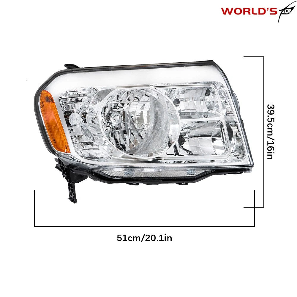 Headlamp for Honda Pilot (2009–2011) Halogen Chrome Right