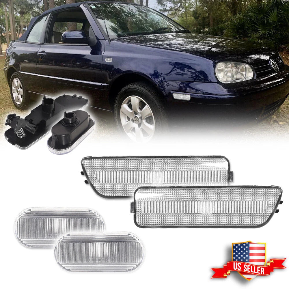 Set of 4 Clear Front Bumper Side Marker Lights for VW Golf MK4 (1999–2006)