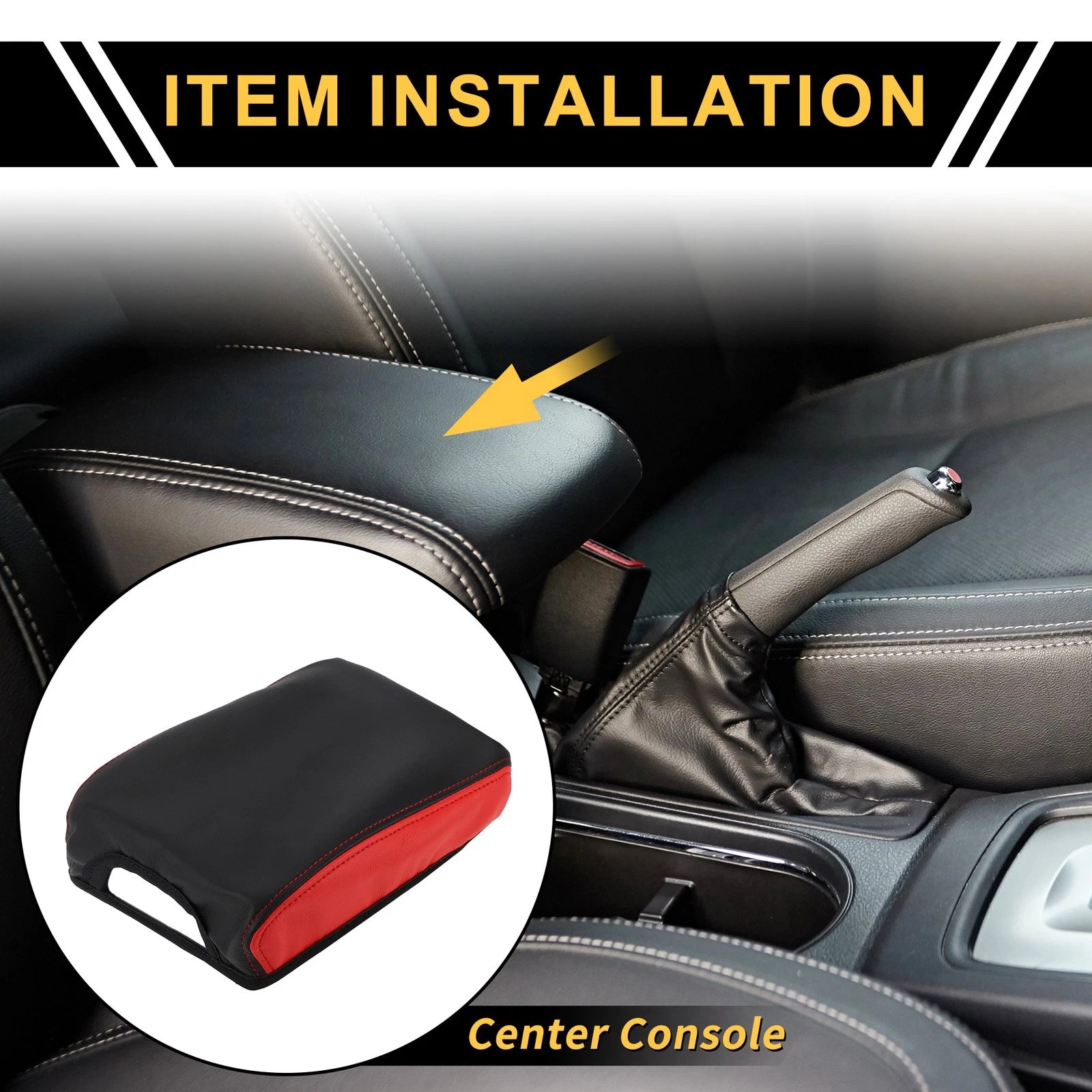 Center Console Lid Armrest Cover for Toyota Tacoma (2016–2020) Waterproof Black Red