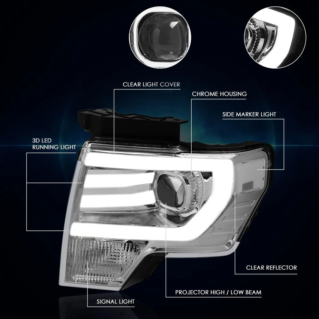 Projector Headlight with LED DRL for Ford F150 (2009–2014)