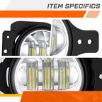 Set of 2 Chrome LED Projector Fog Lights for Jeep Wrangler JL Gladiator (2018–2026)