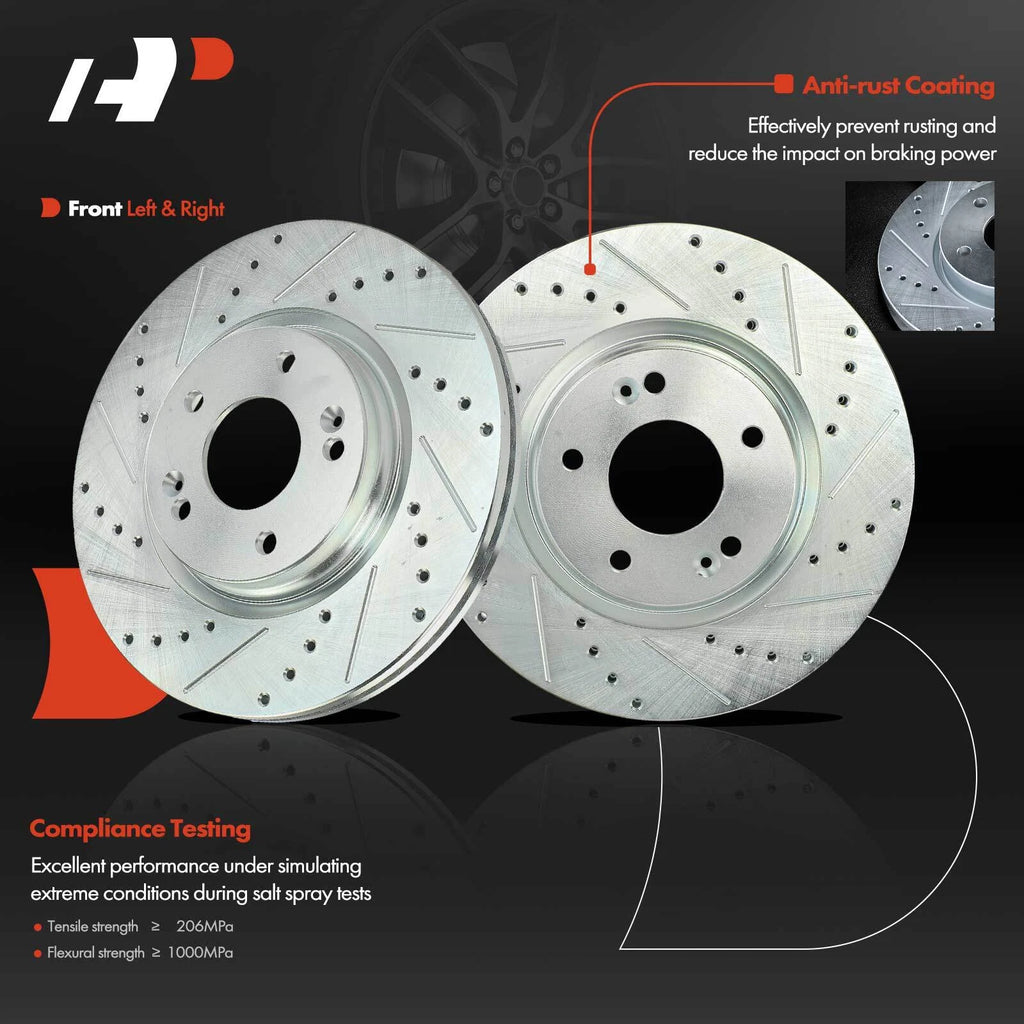 Front Drilled Brake Rotors & Ceramic Pads for Hyundai Sonata (2015–2019)