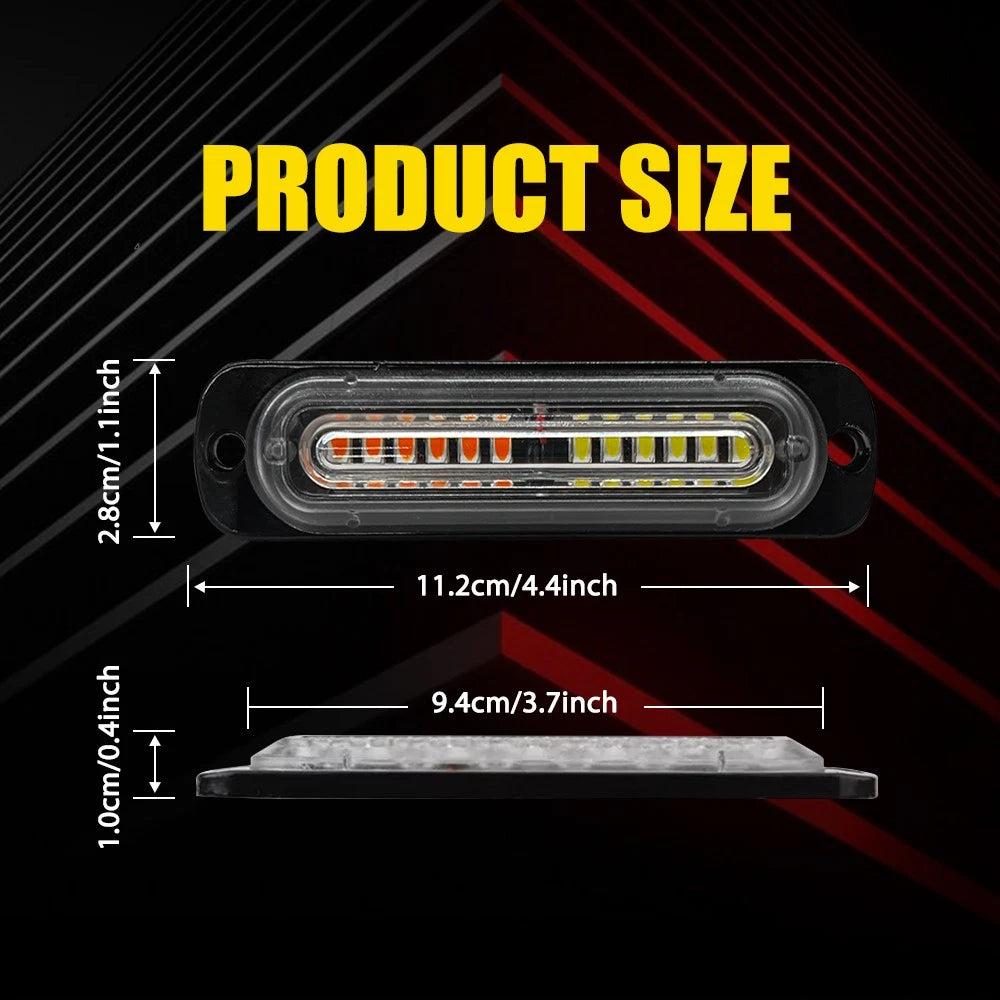Set of 4 LED Strobe Light Bars for Car Truck Flashing Warning Beacon