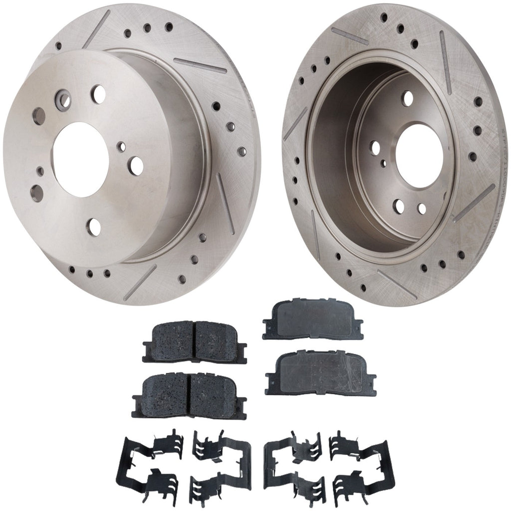 Brake Disc and Pad Kit for Toyota Camry (2002–2006) Cross-drilled
