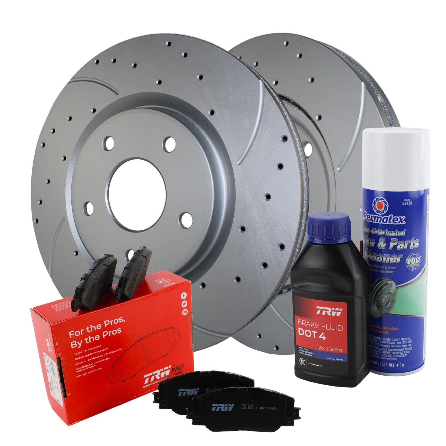 Front Brake Kit 330mm Drilled Rotors TRW Ceramic Pad for Pacifica Journey Routan (2009–2017)