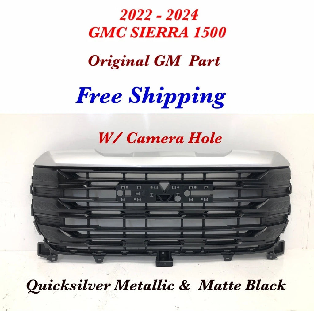 Front Upper Grille for GMC Sierra 1500 (2022–2024) #63 Quicksilver Metallic
