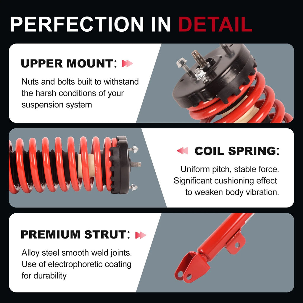 Pair Red Front Struts with Coil Springs for Dodge Charger 2006-2010