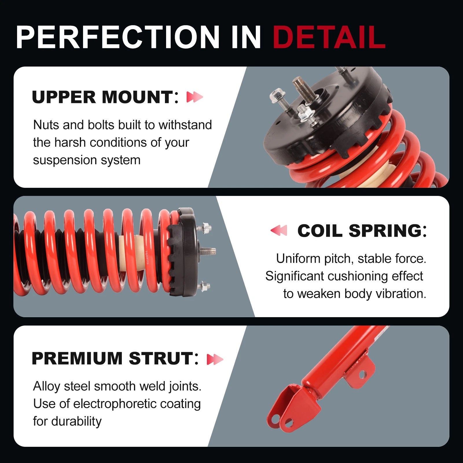 Pair Red Front Struts with Coil Springs for Dodge Charger 2006-2010