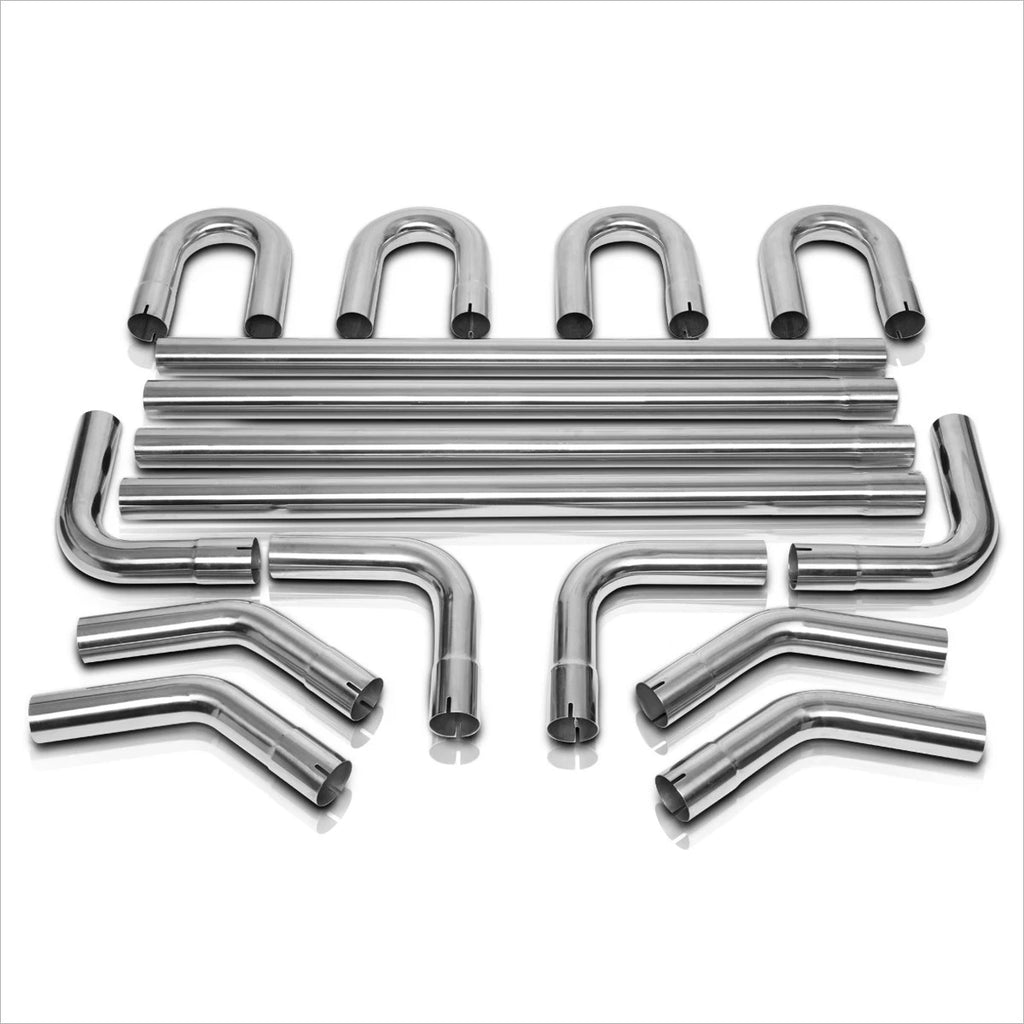 16-Piece Exhaust Pipe Kit for 2.5" OD (Straight, 45°, 90°, U-Bend)