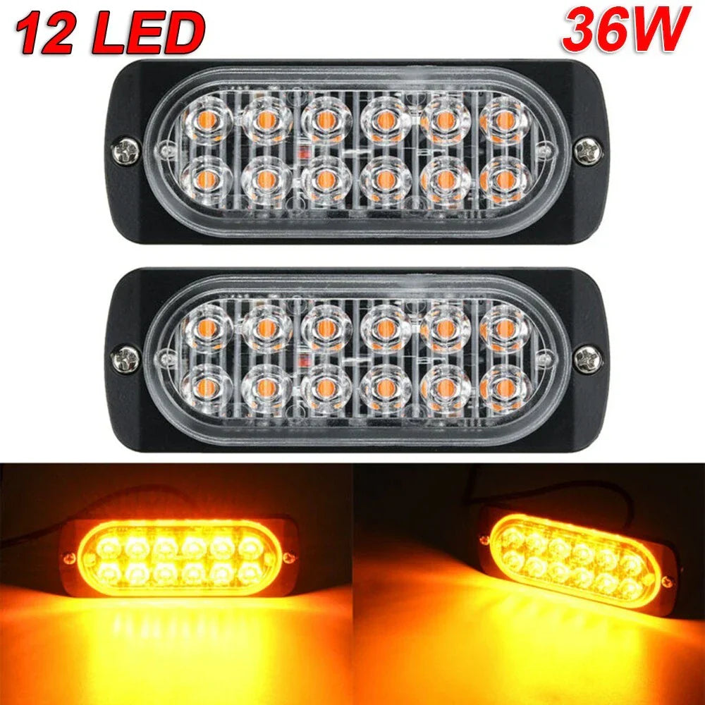 2 x Amber 12-LED 36W Light Bar for Car/Truck Signal Lamps