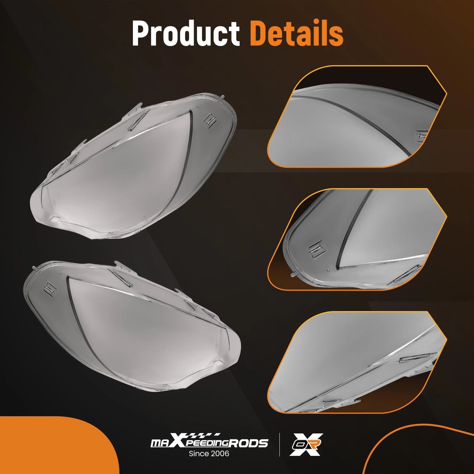 Clear Front Headlight Lens Cover for BMW X6 E71 (2008–2014) 63117271371 63117271372