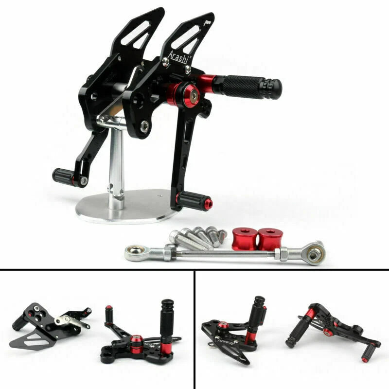 Aluminum Rearsets Footpeg Pedals for Kawasaki Z125 Pro (2016–2019) Black T9