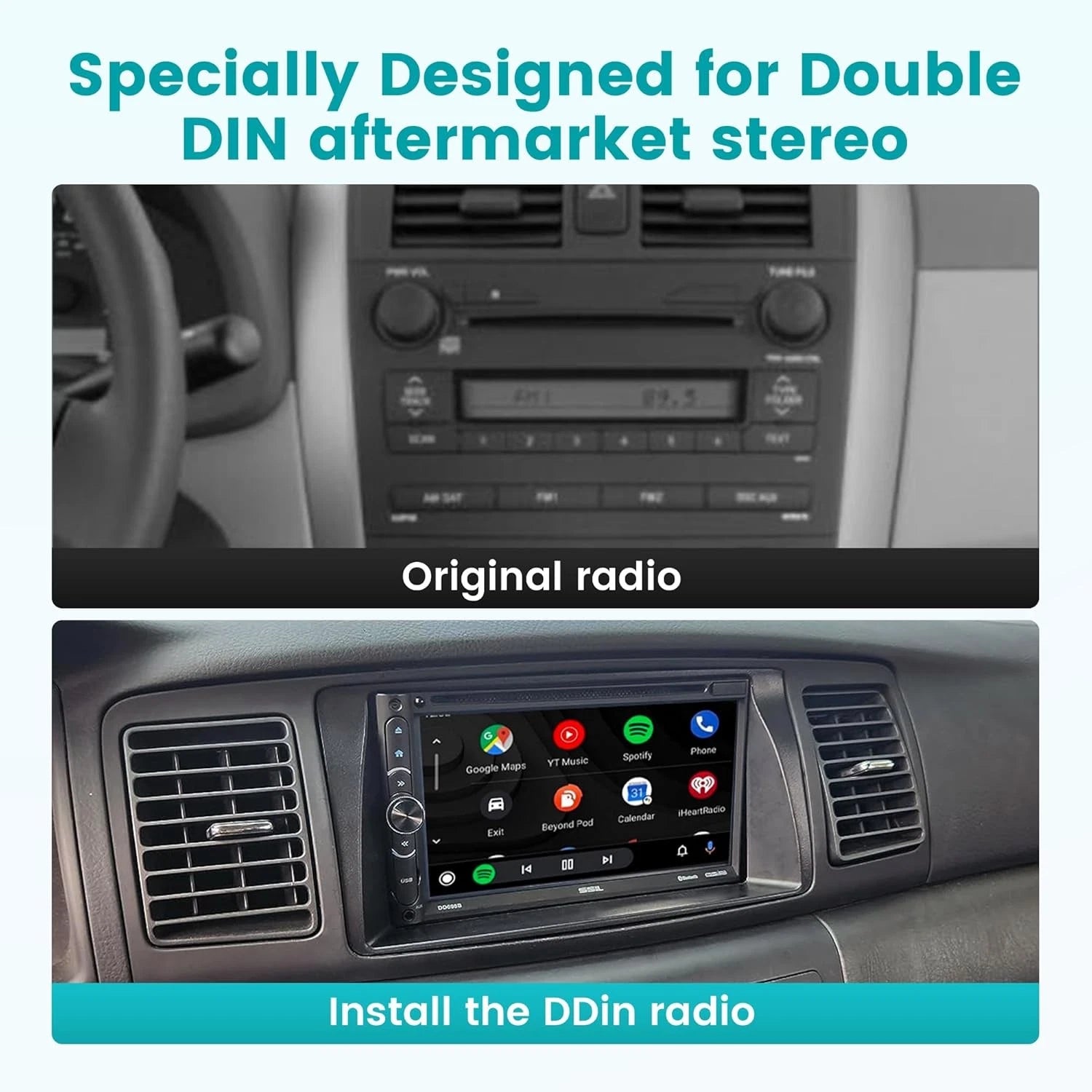 Double DIN Radio Install Kit for Toyota Corolla (2003–2008)