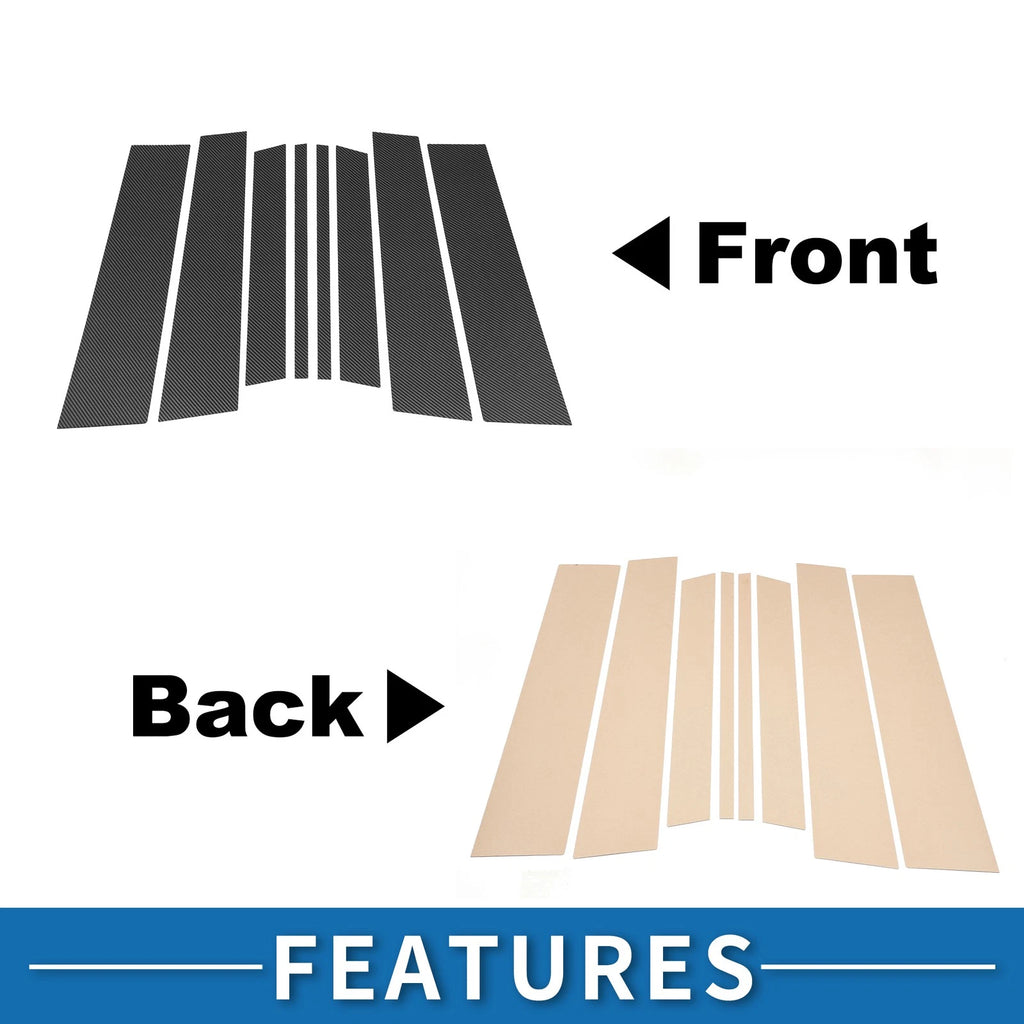 Set of 8 Door Pillar Window Trim for Toyota Highlander  Carbon Fiber