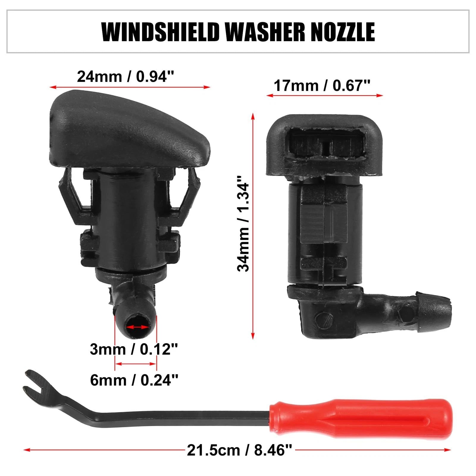 3X Front Windshield Washer Nozzle Kit 8E5Z17603A for Mercury Milan (2008–2011)