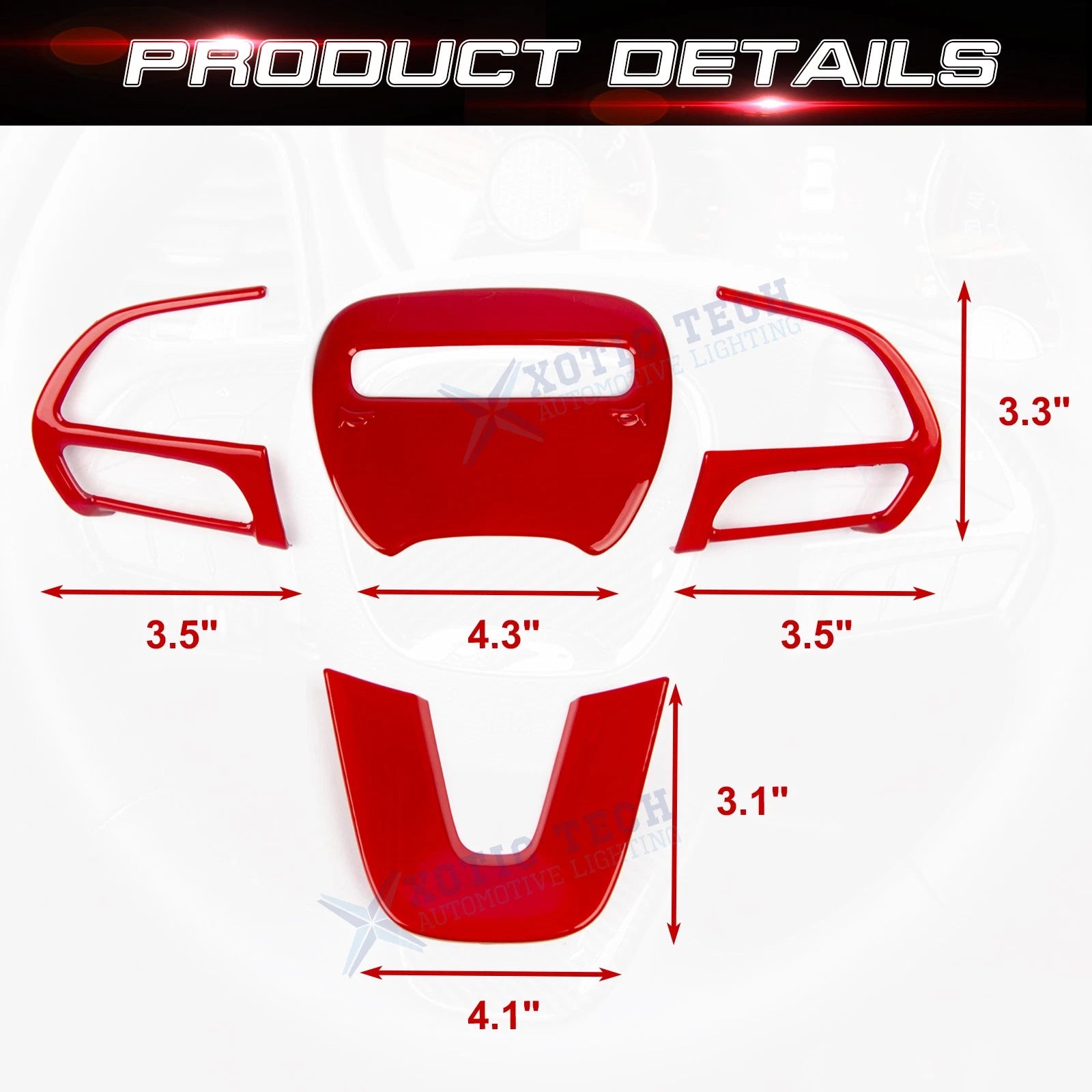 Glossy Red Driver Side Control Cover Trim for Dodge Challenger Charger (2015-2025)