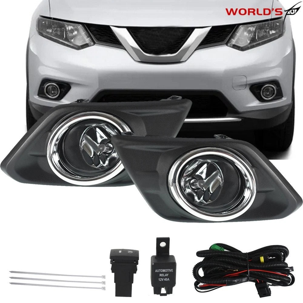 Chrome Lens Fog Light Driving Lamp Set for Nissan Rogue (2014–2016)