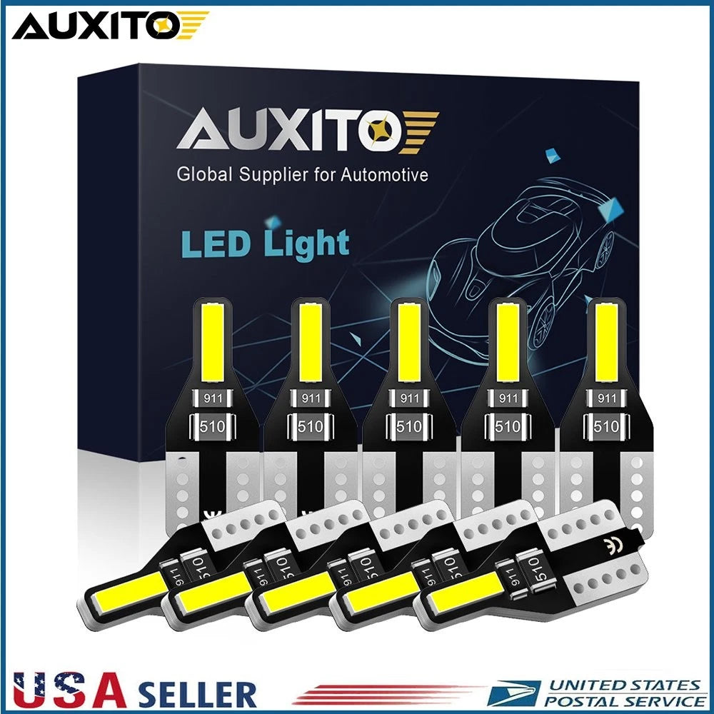 2X T10 W5W LED License Plate Light Bulbs for Universal Fit (6000K)