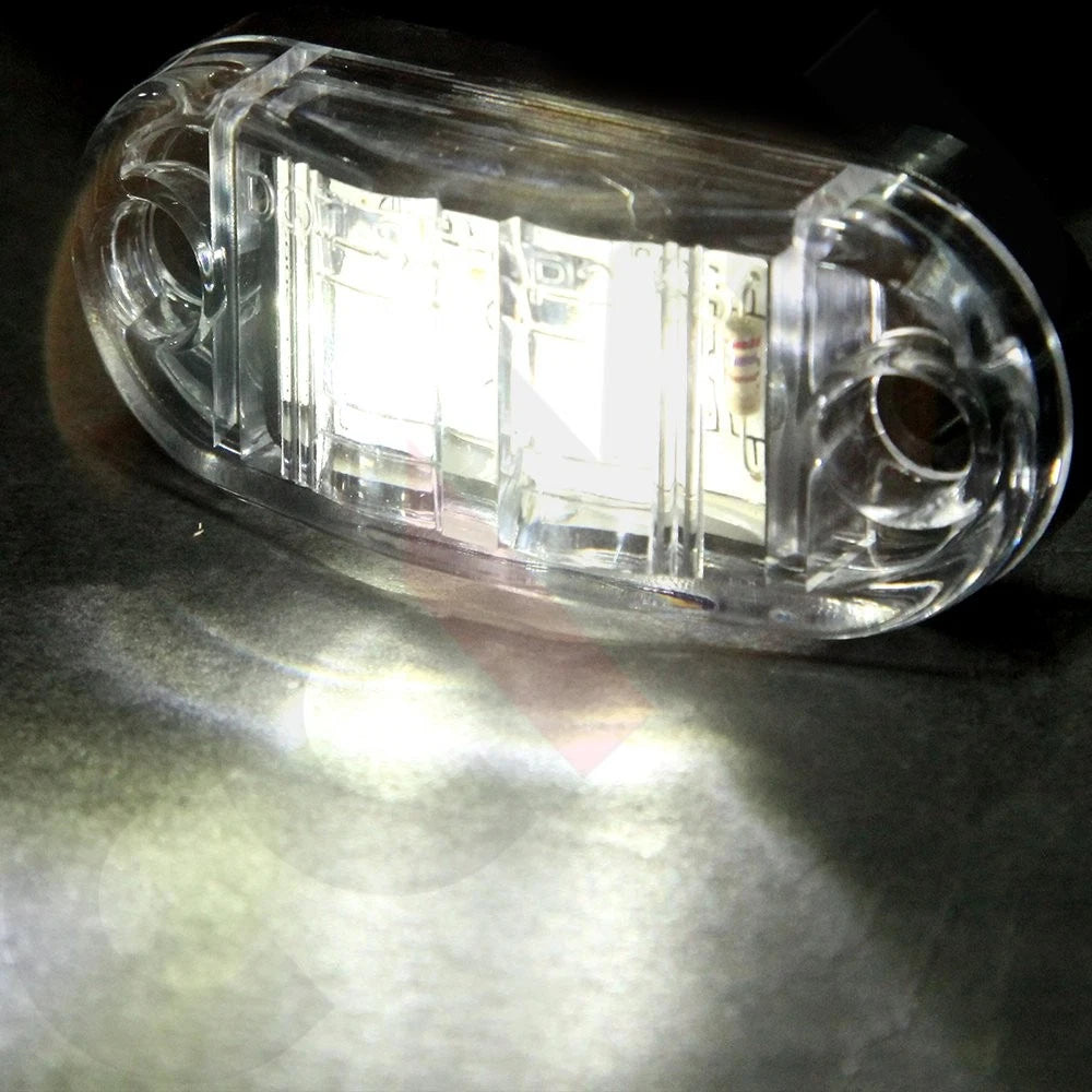 2pcs White LED Clearance Side Marker Lights for Trailer (2.5'')