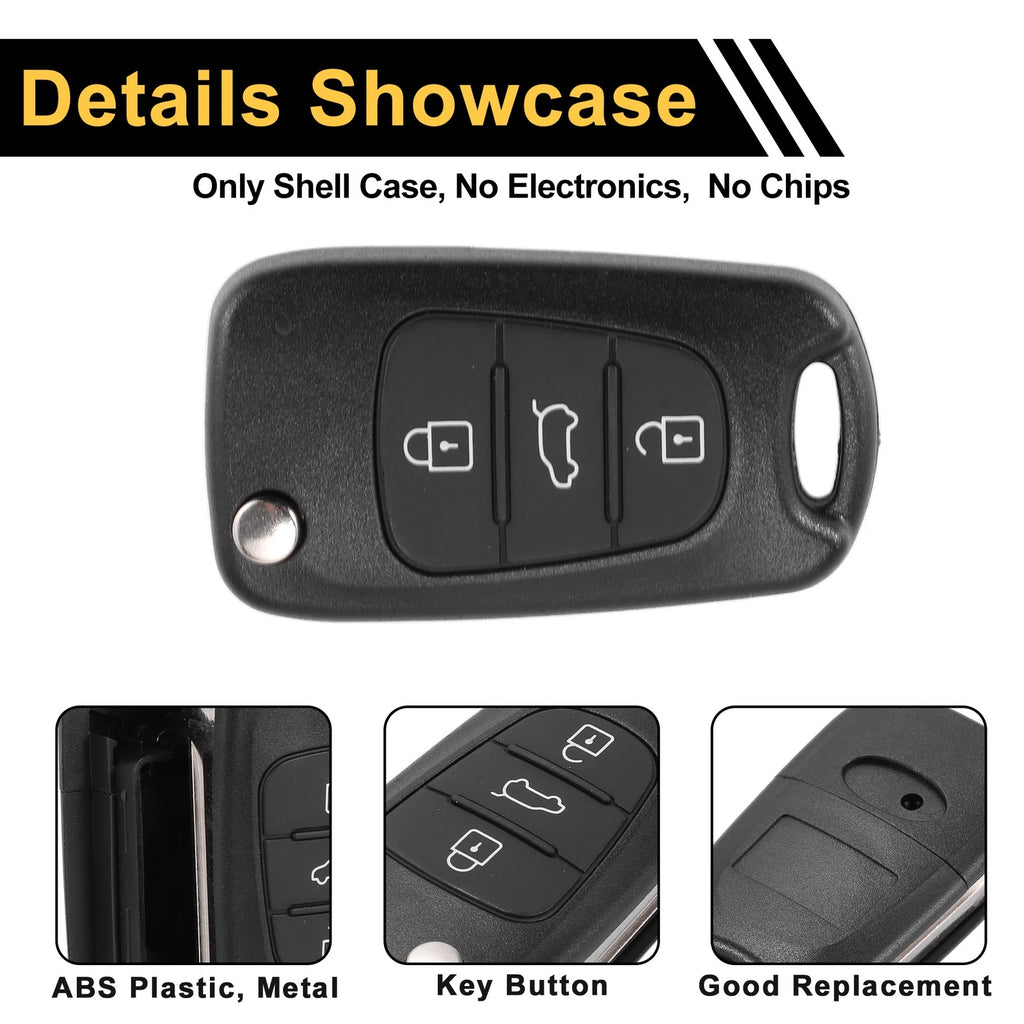 3 Button Key Fob Shell Case for Kia Rio (2012) - Black