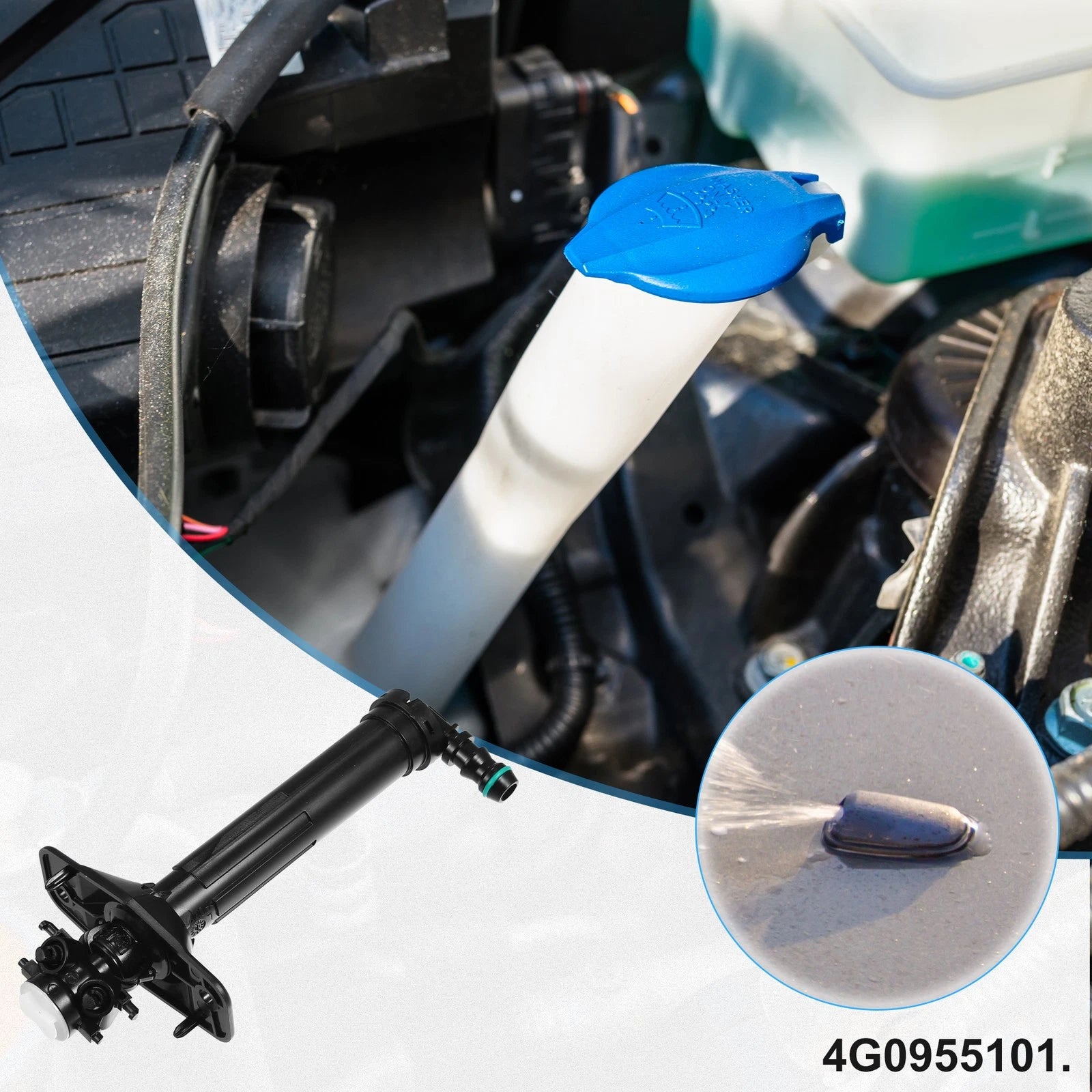Left Headlight Washer Nozzle for Audi A6/S6 (2012–2015) 4G0955101