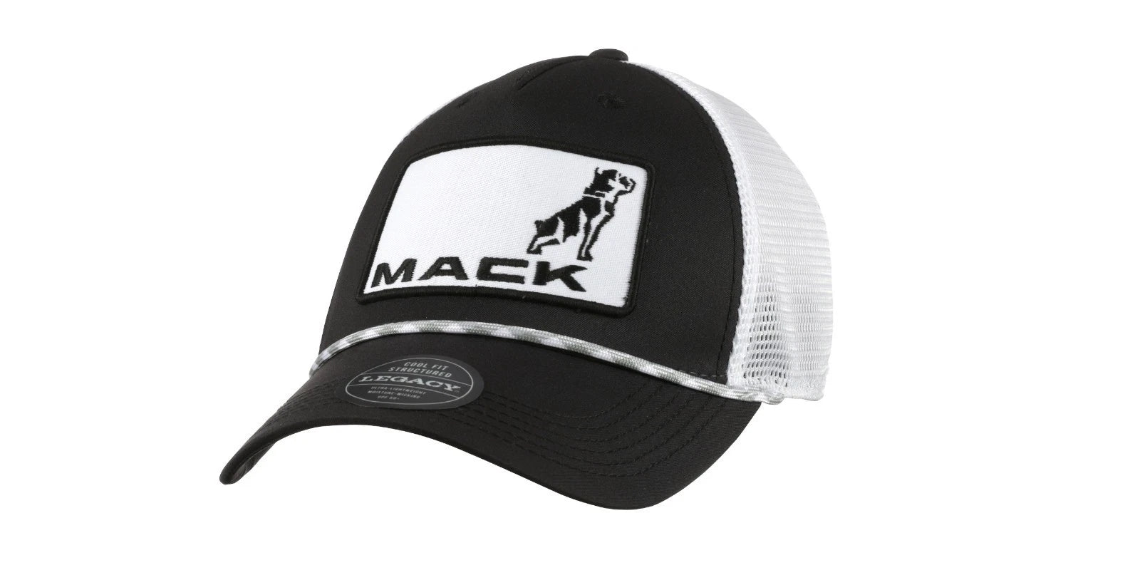 Mack Trucks Trucker Hat with Logo Patch - Black and White Mesh Cap