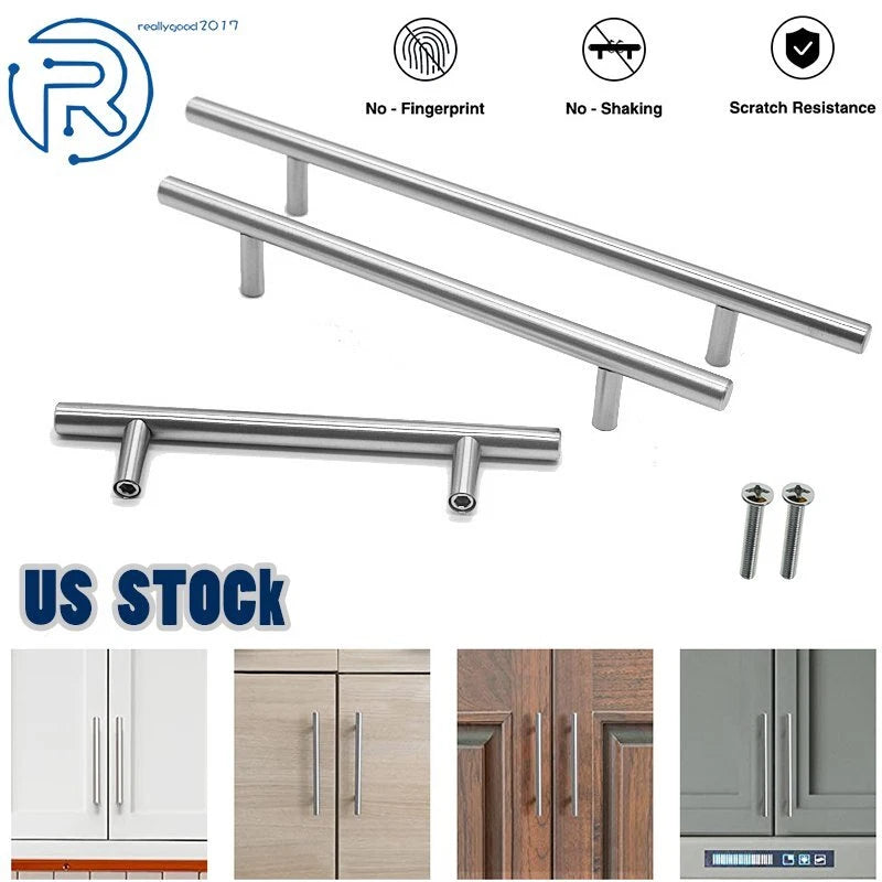Set of 20 Stainless Steel T Bar Pull Handles for Kitchen Cabinets