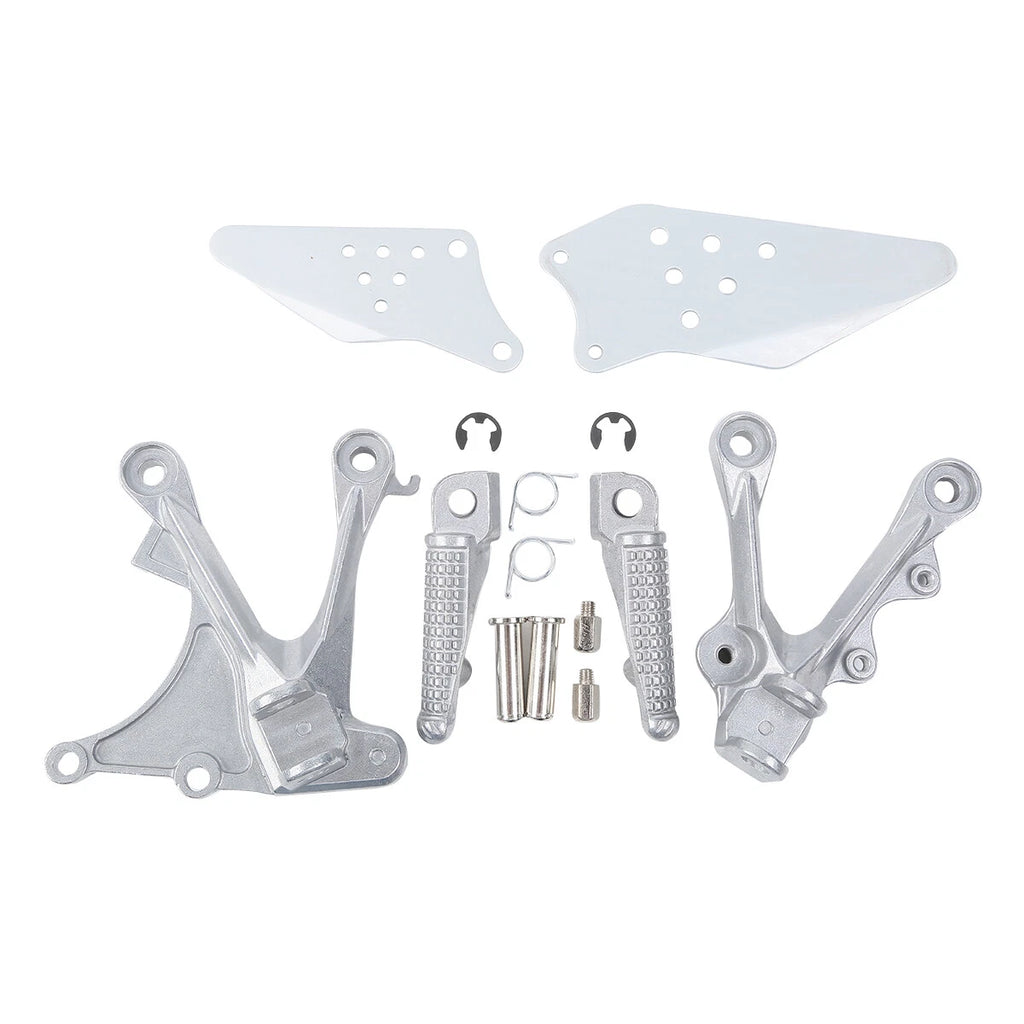 Silver Front Footrest Pegs Brackets for Kawasaki ZX6R ZX636 (2005–2008)