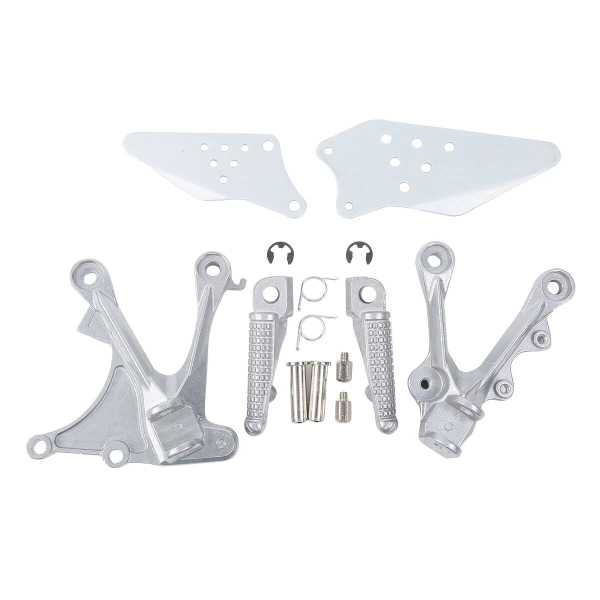 Silver Front Footrest Pegs Brackets for Kawasaki ZX6R ZX636 (2005–2008)