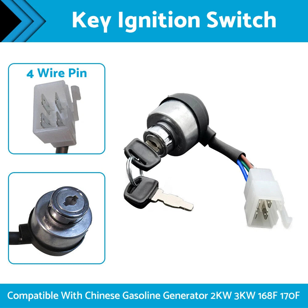 4 Wire Pin Key Ignition Switch for Chinese Gasoline Generator (2KW, 3KW)