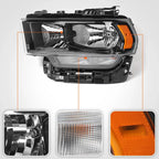 Halogen Headlight w/Black Bezel for Ram 2500 3500 (2019–2024)