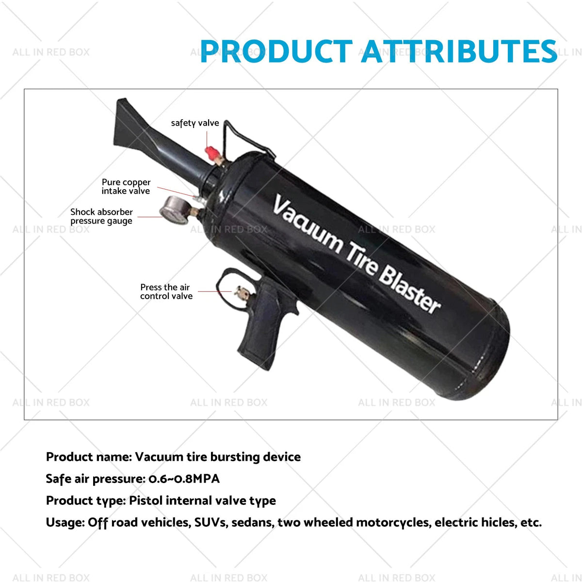 12L Tyre Inflator Bead Seater Cannon for Car SUV 4WD