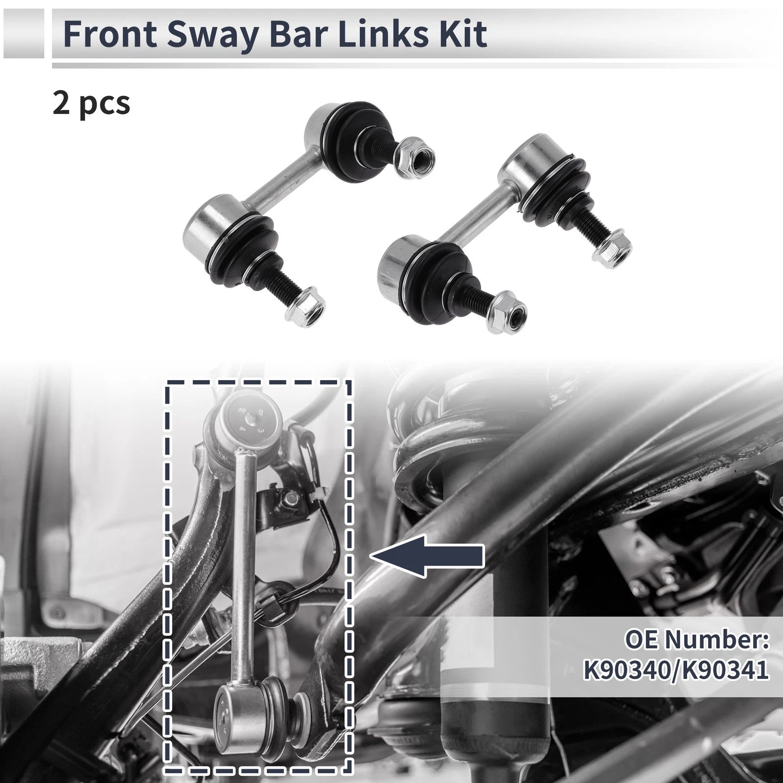 Front Stabilizer Bar Links No Bushing for Acura CL (2001–2003) No.K90340/K90341