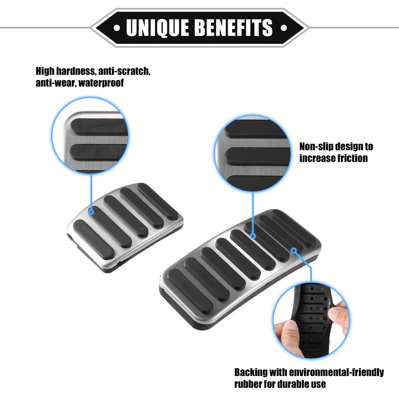 3pcs Accelerator Gas Brake Pedal Cover for Suzuki  Silver Tone