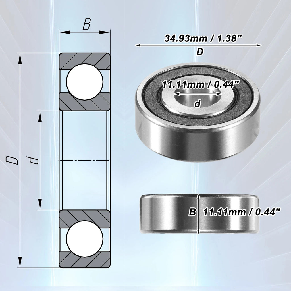 Set of 4 Deep Groove Ball Bearings 1620-2RS for Auto (11.11x34.93x11.11mm)