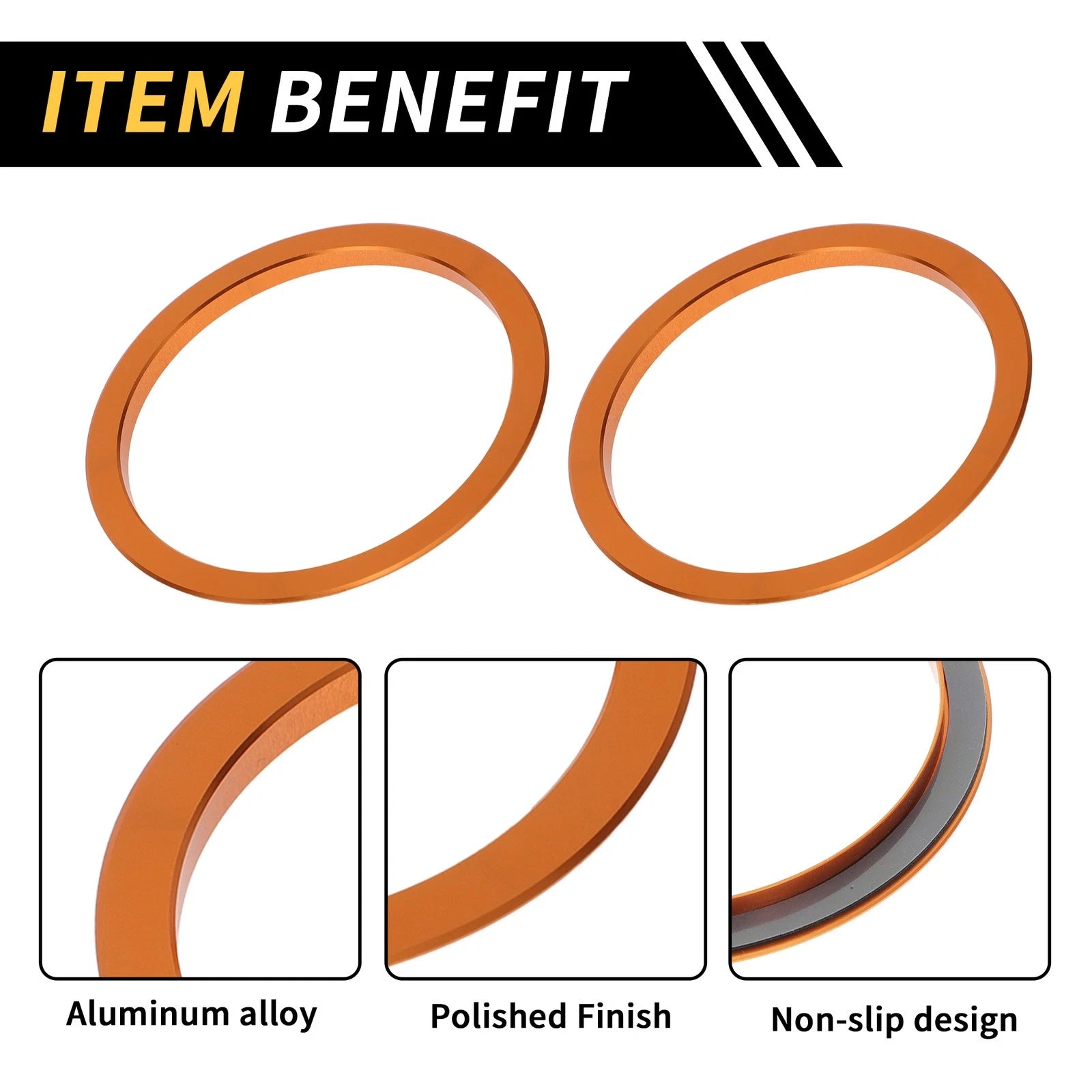 Set of 4 Orange AC Vent Dashboard Decoration Rings for Toyota Tacoma (2016–2021)