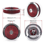 14" x 3" Red Round Washable Air Cleaner with Chrome Lid for SBC BBC
