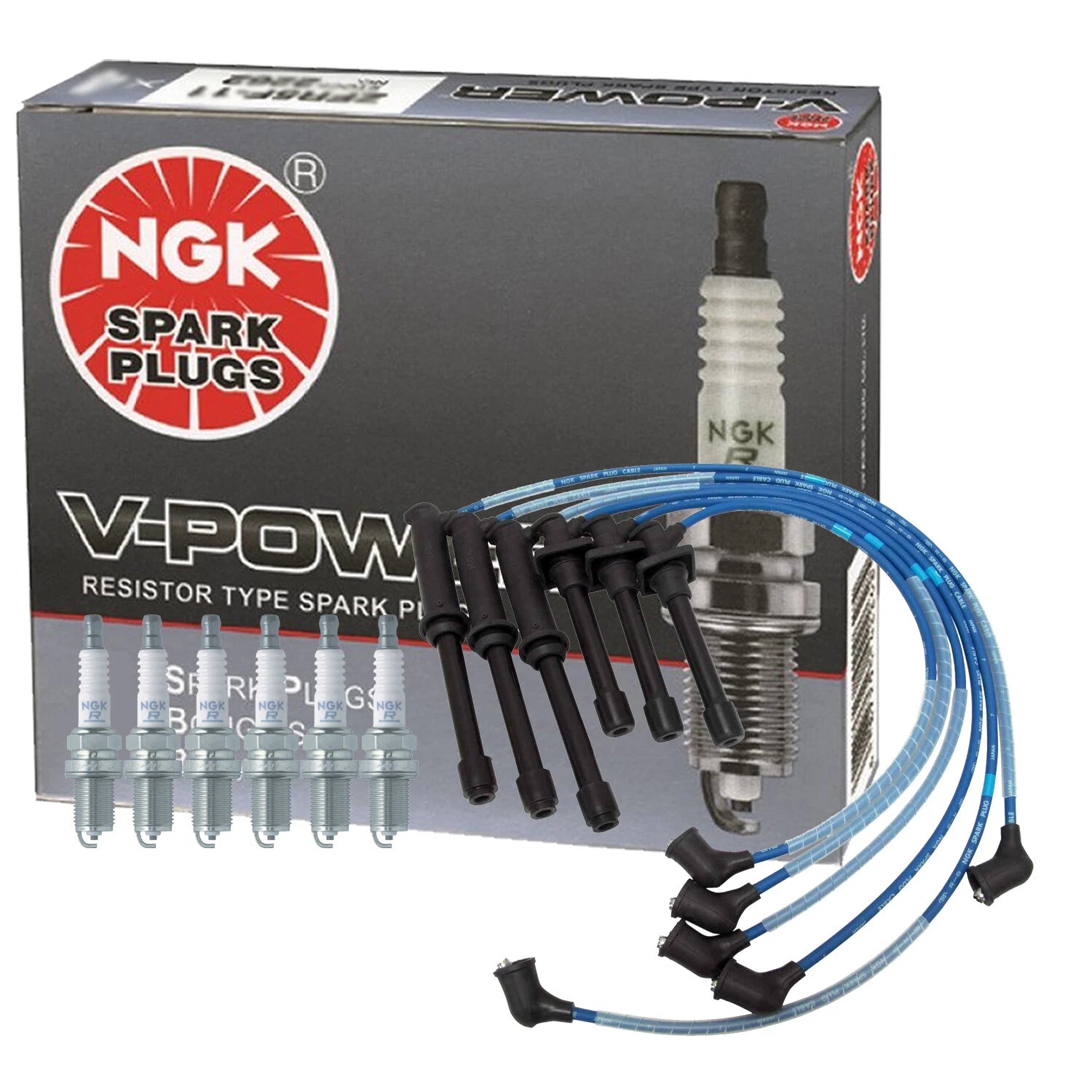 NGK 6 V-Power Spark Plugs Kit for Mazda MX-3 (1992–1998)
