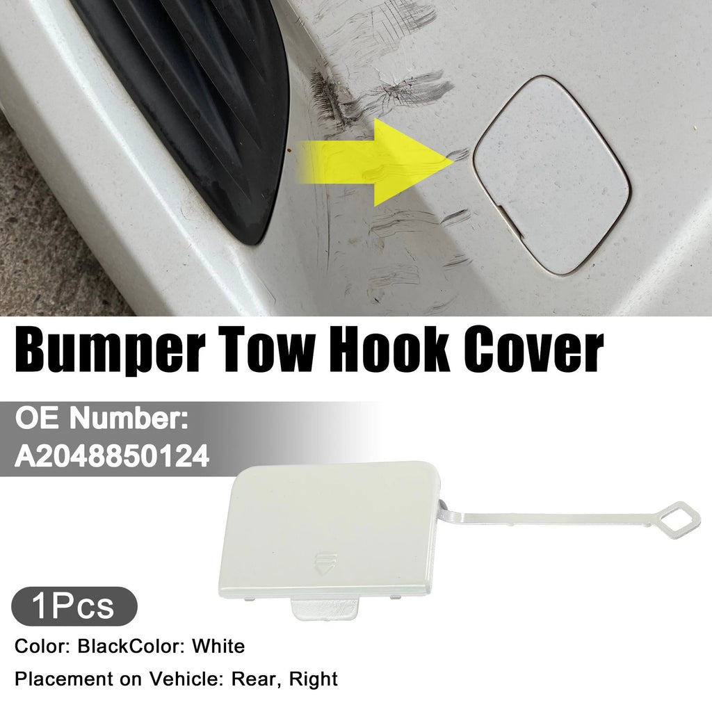 Tow Eye Hook Cover Cap for Mercedes-Benz C 350 (2015–2019) - White