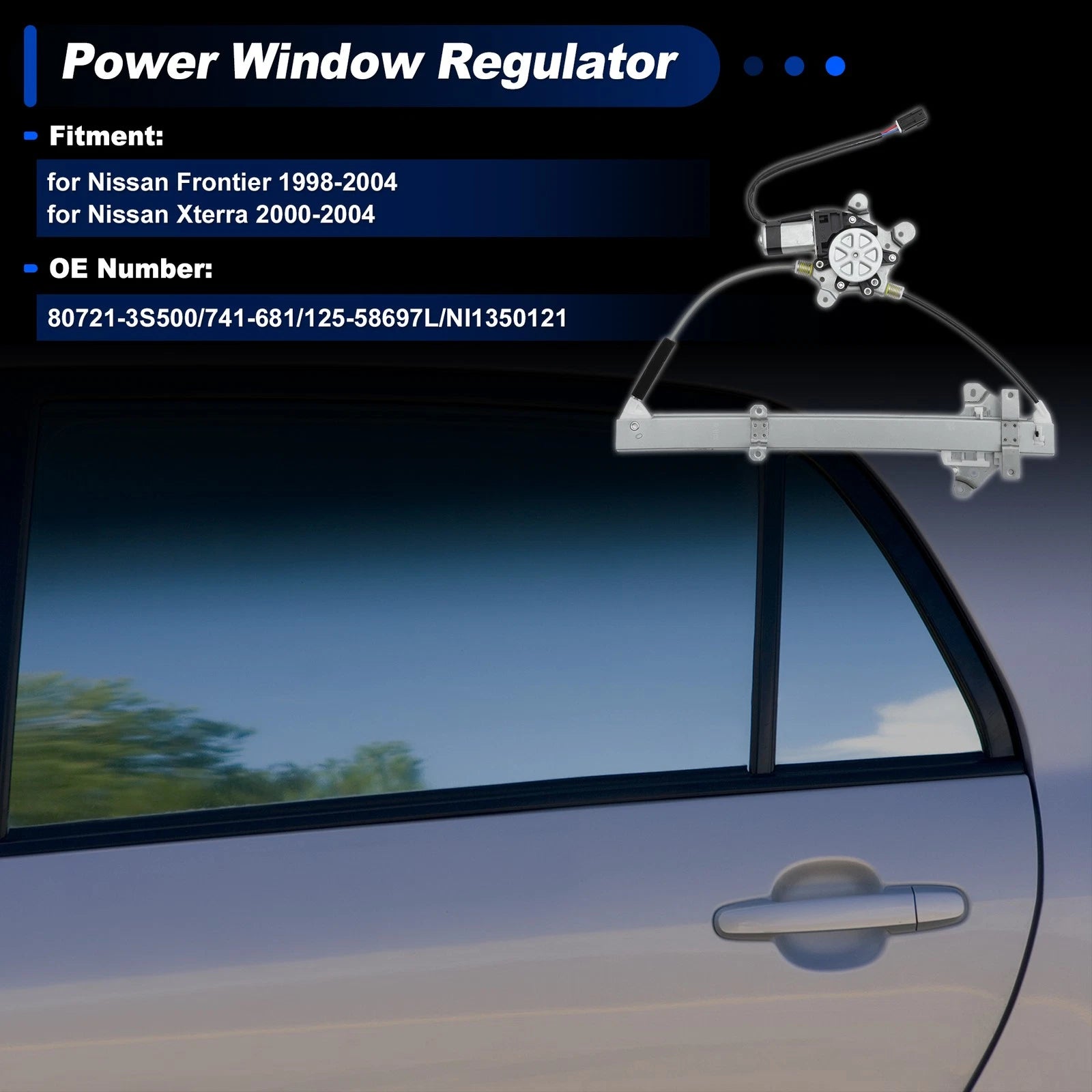 Front Left Power Window Regulator with Motor for Nissan Frontier (2005–2023) No.80721-3S500