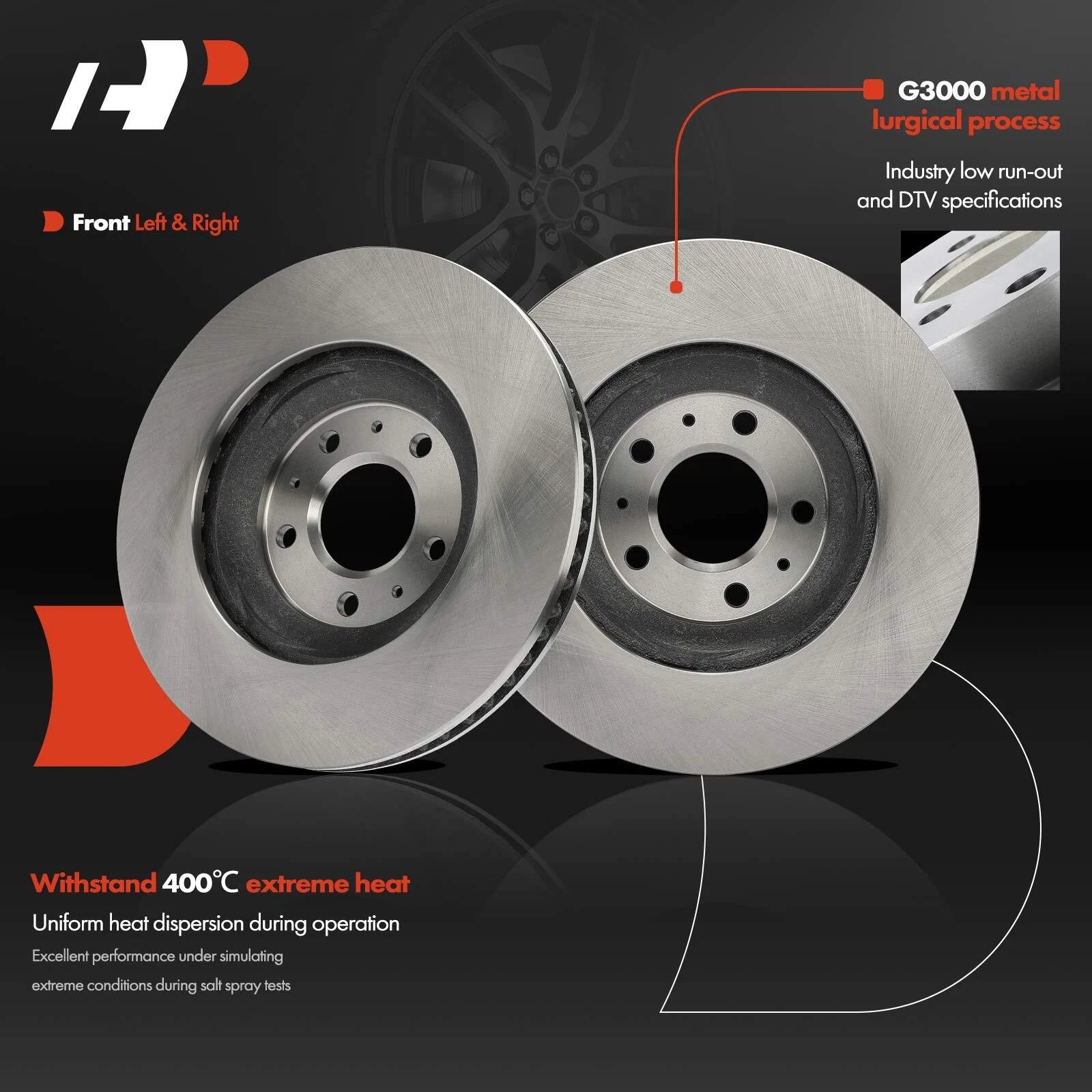 Front Disc Brake Rotors and Ceramic Pads for Cadillac CTS STS (2006–2007)